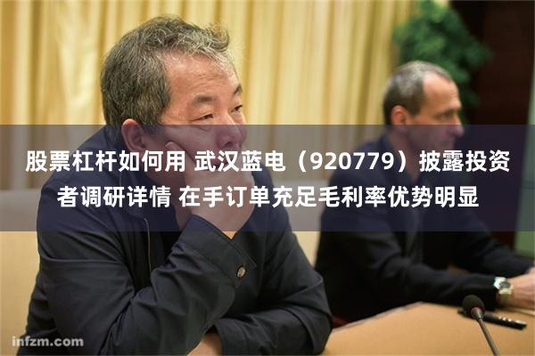 股票杠杆如何用 武汉蓝电（920779）披露投资者调研详情 在手订单充足毛利率优势明显